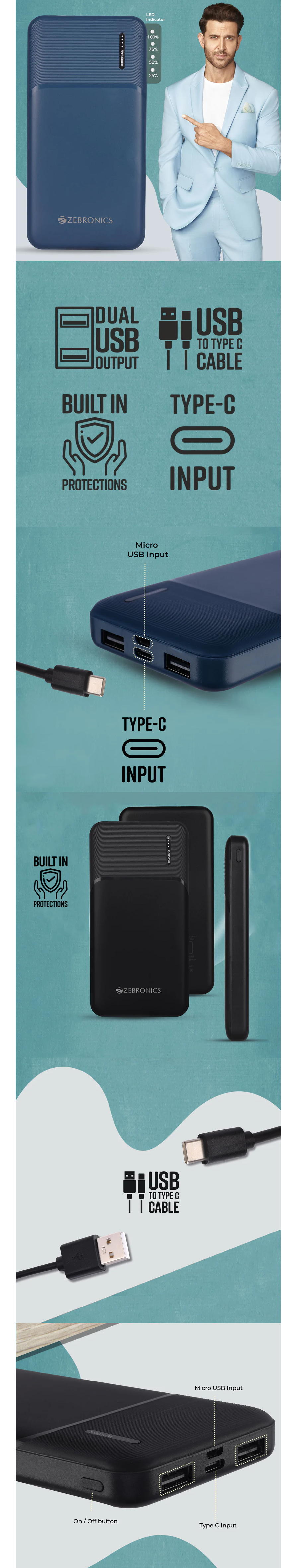 Zebronics 10000mAh Power Bank (ZEBMB10000S9)