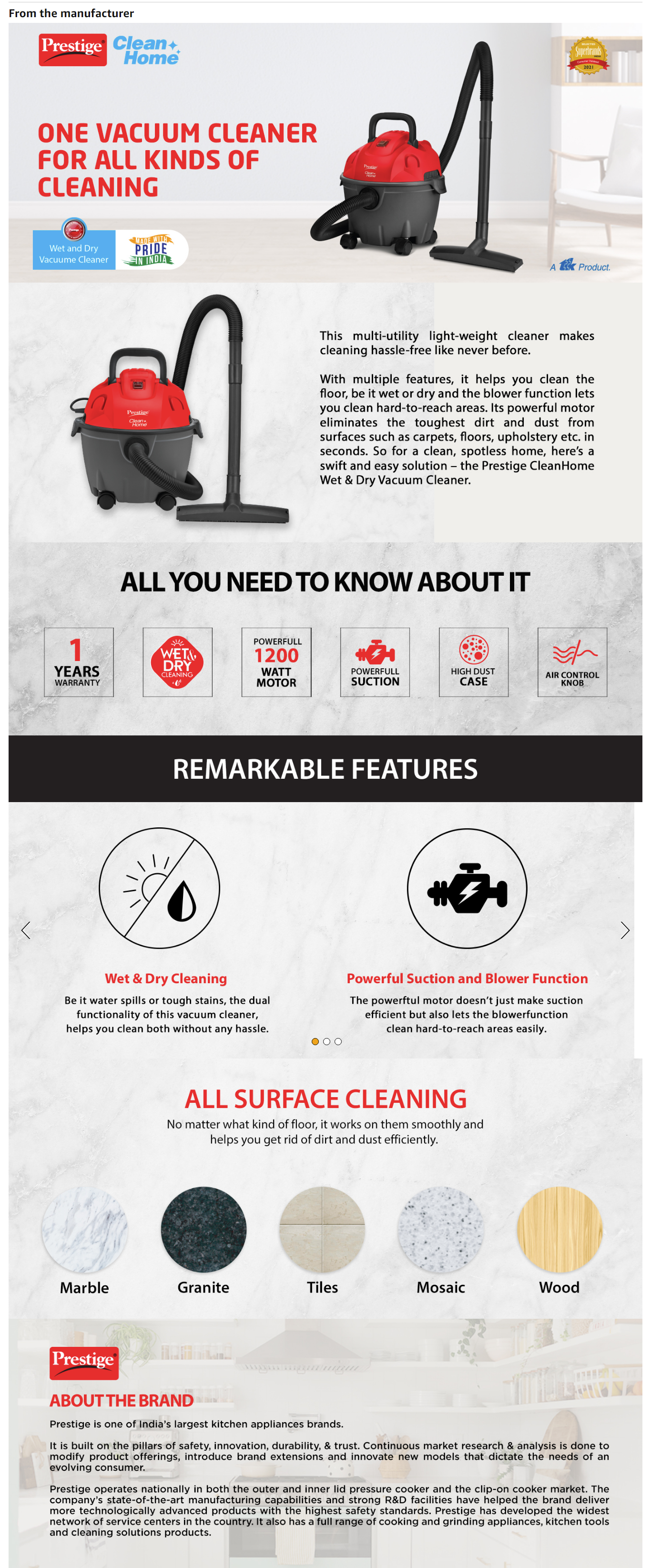 Prestige Cleanhome Typhoon05 Wet & Dry Vacuum Cleaner  (Red) (TYPHOON05WETANDDRY)
