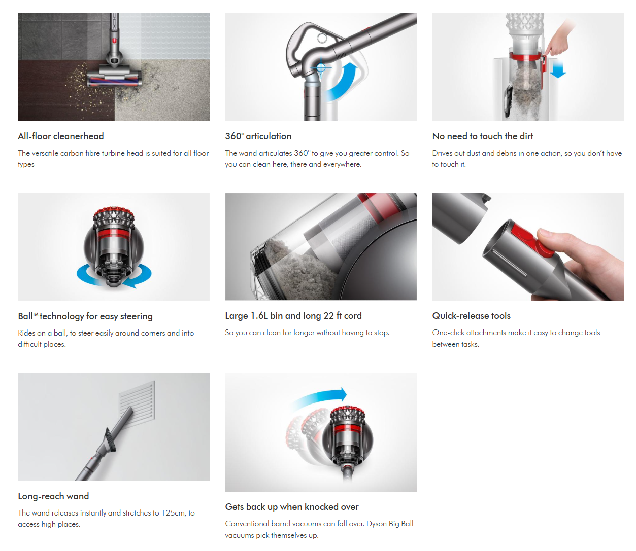 Dyson Big Ball CY23 Iron/Sprayed Satin Red Corded Vacuum Cleaner (DYSCY23)