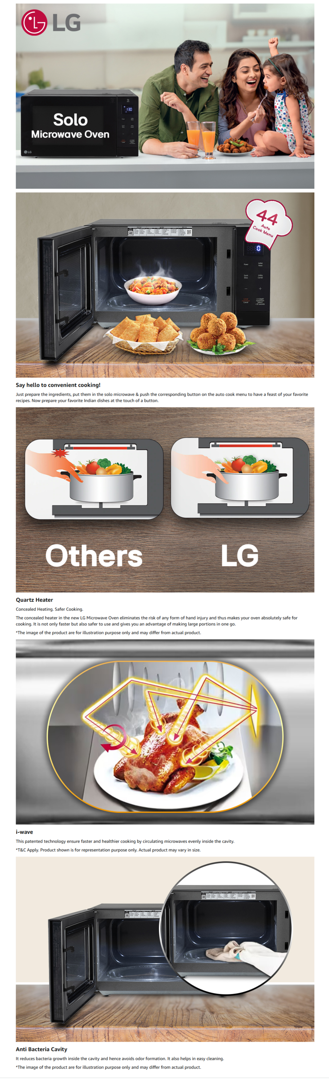 LG 30L Solo Microwave Oven with i-Wave Technology (MS3032BK)