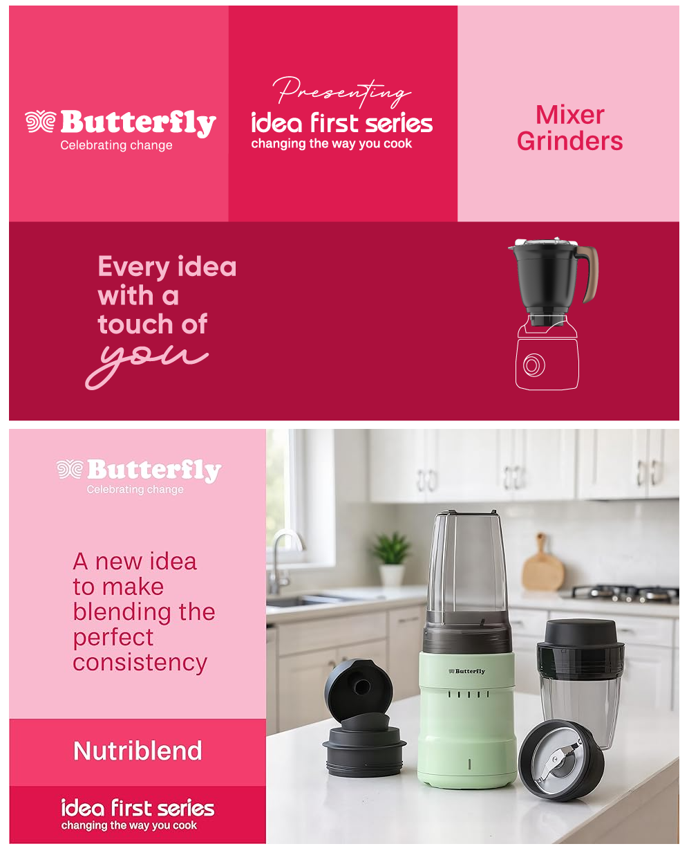 Butterfly Pestle Pro Blend Juicer Mixer Grinder (400 W, 2 Tinted Jars, PESTLEPROBLEND400W2J)