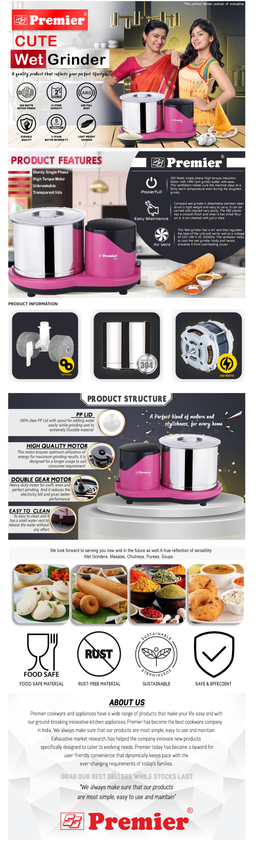 Premier Cute Wet Grinder 2L (2LPREMIERCUTE)