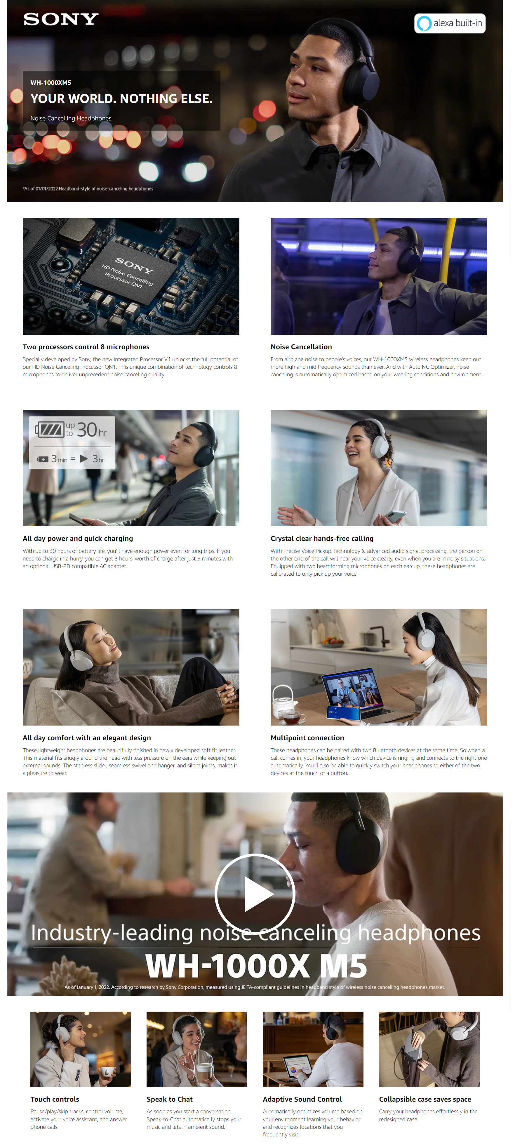 Sony WH-1000XM5 Bluetooth Headset with Mic (Auto Noise Cancelling Optimizer, Over Ear, Silver) (SONYWHPWH1000XM5)