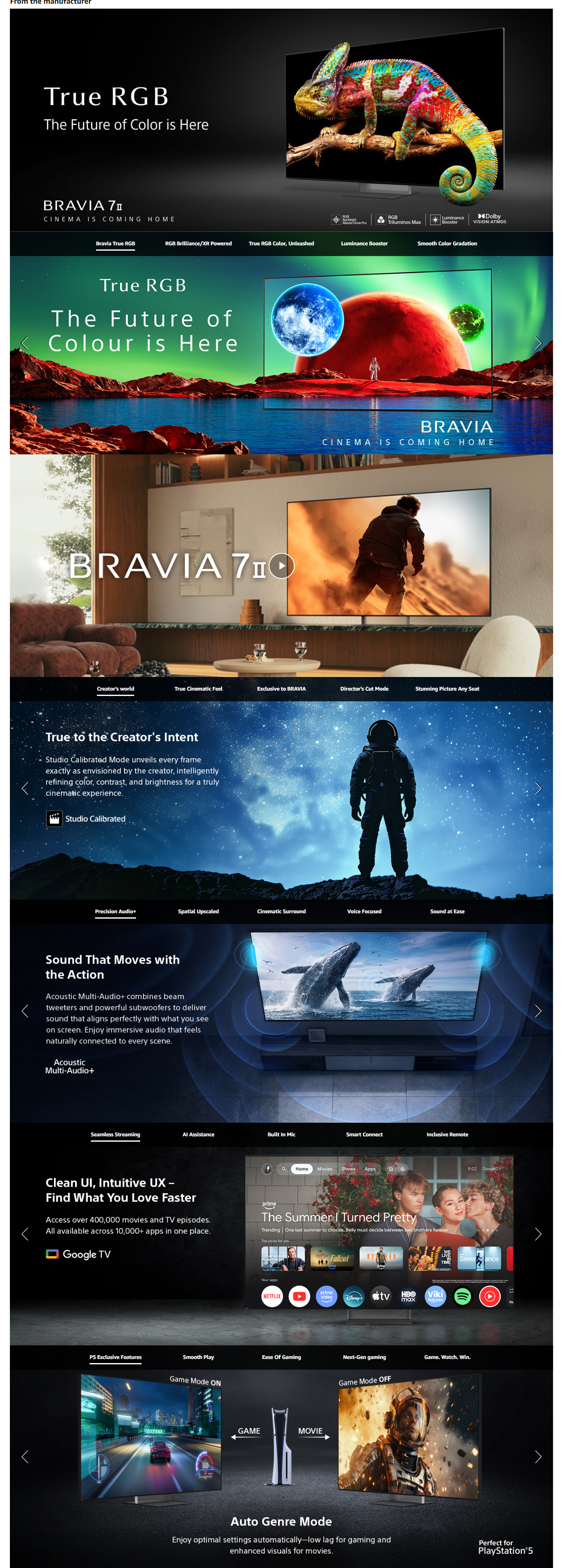Sony 139 cm 55 Inch BRAVIA 7II True RGB Series 4K Ultra HD Google TV  (K55XR70M2)