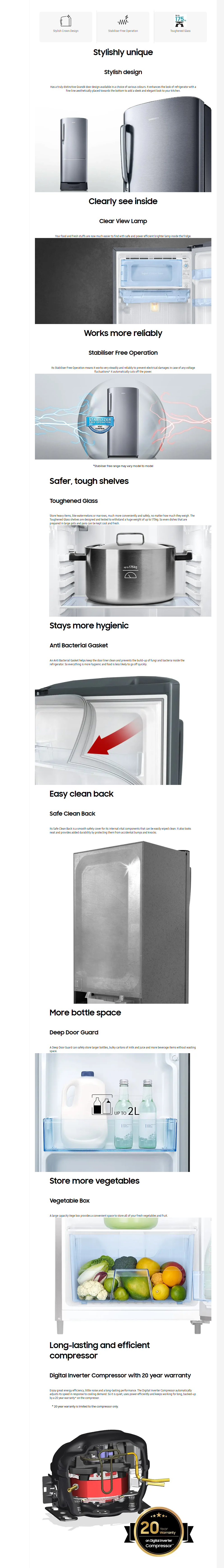 Samsung 183 L 3 Star Direct Cool Single Door Refrigerator (RR20H1823WB)