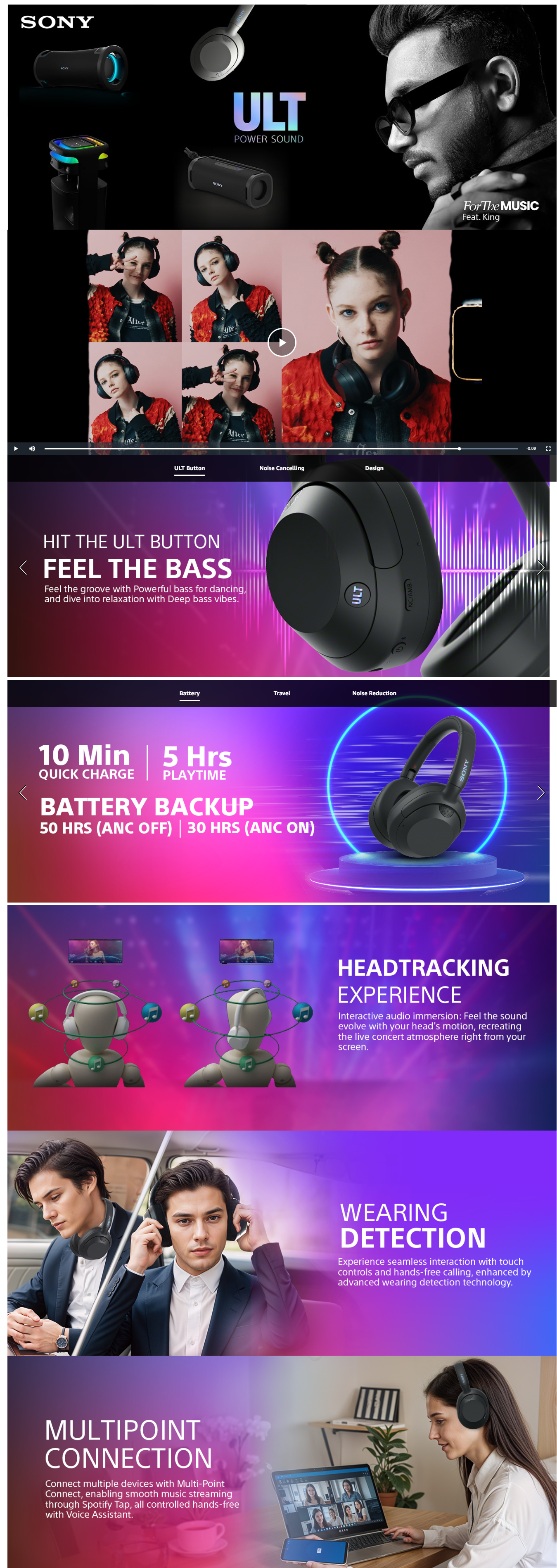 Sony ULT WEAR Wireless Bluetooth Headphones with Massive Bass (Active Noise Cancelling, SONYNBWHULT900N)