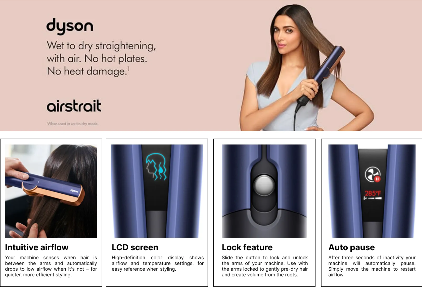 Dyson Airstrait HT01 Wet to Dry Hair Straightener (Bright Nickel/Rich Copper, DYSHT01)