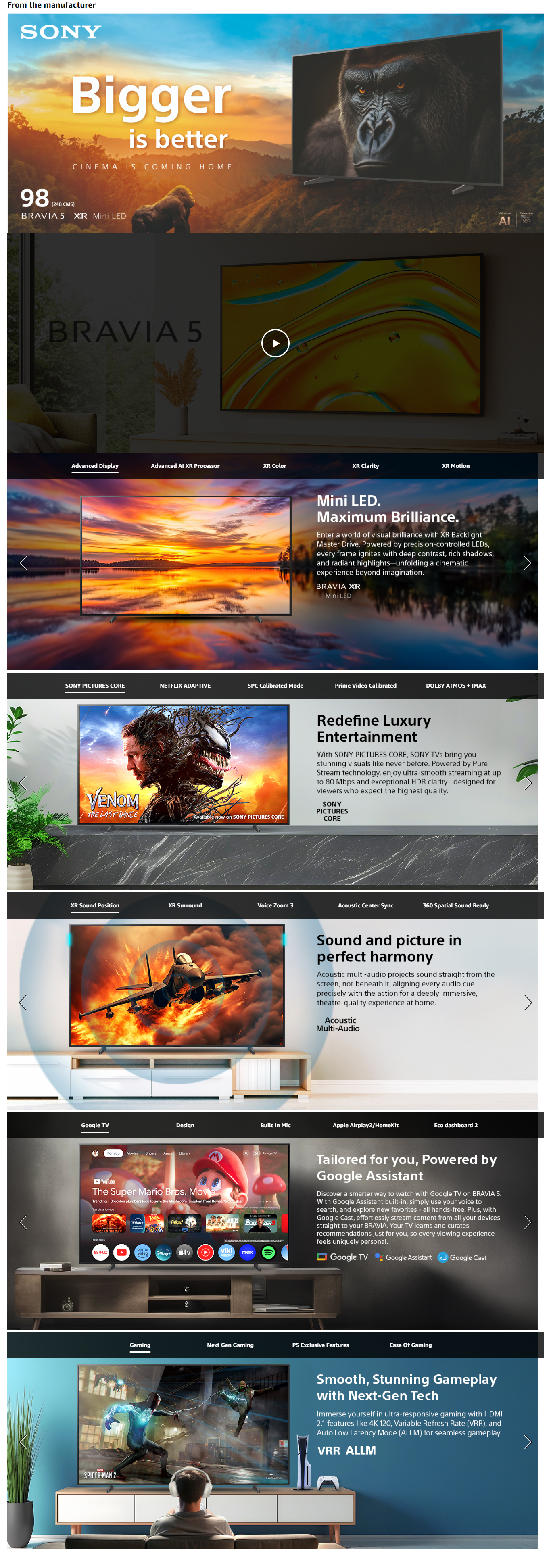 Sony 248 cm 98 inches BRAVIA 5 Series 4K Ultra HD Smart Mini LED TV (K98XR55A)