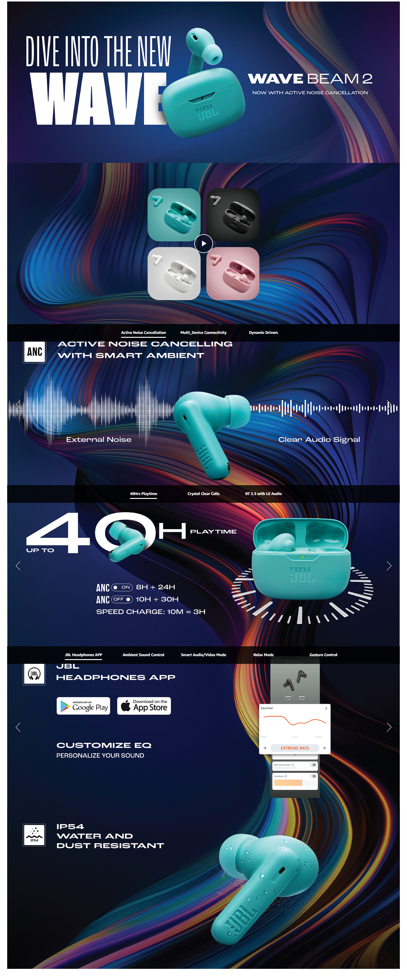 JBL Wave Beam 2 Ear Buds Wireless Bluetooth (JBLEBWAVEBEAM2)