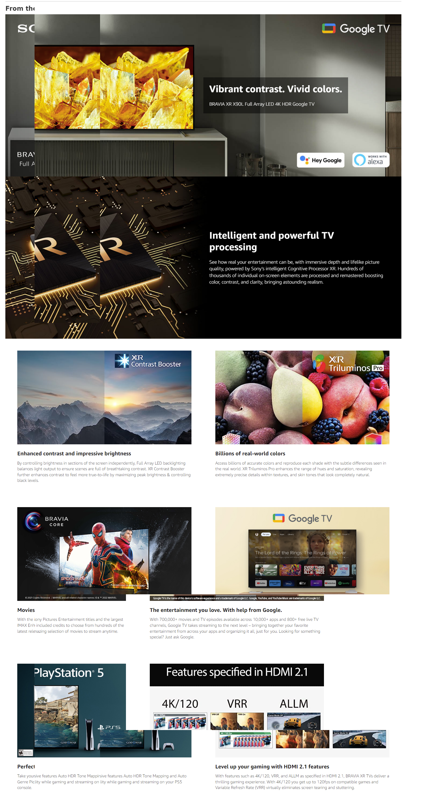 Sony 65 Inch 4K Ultra HD TV Google TV (XR65X90L)