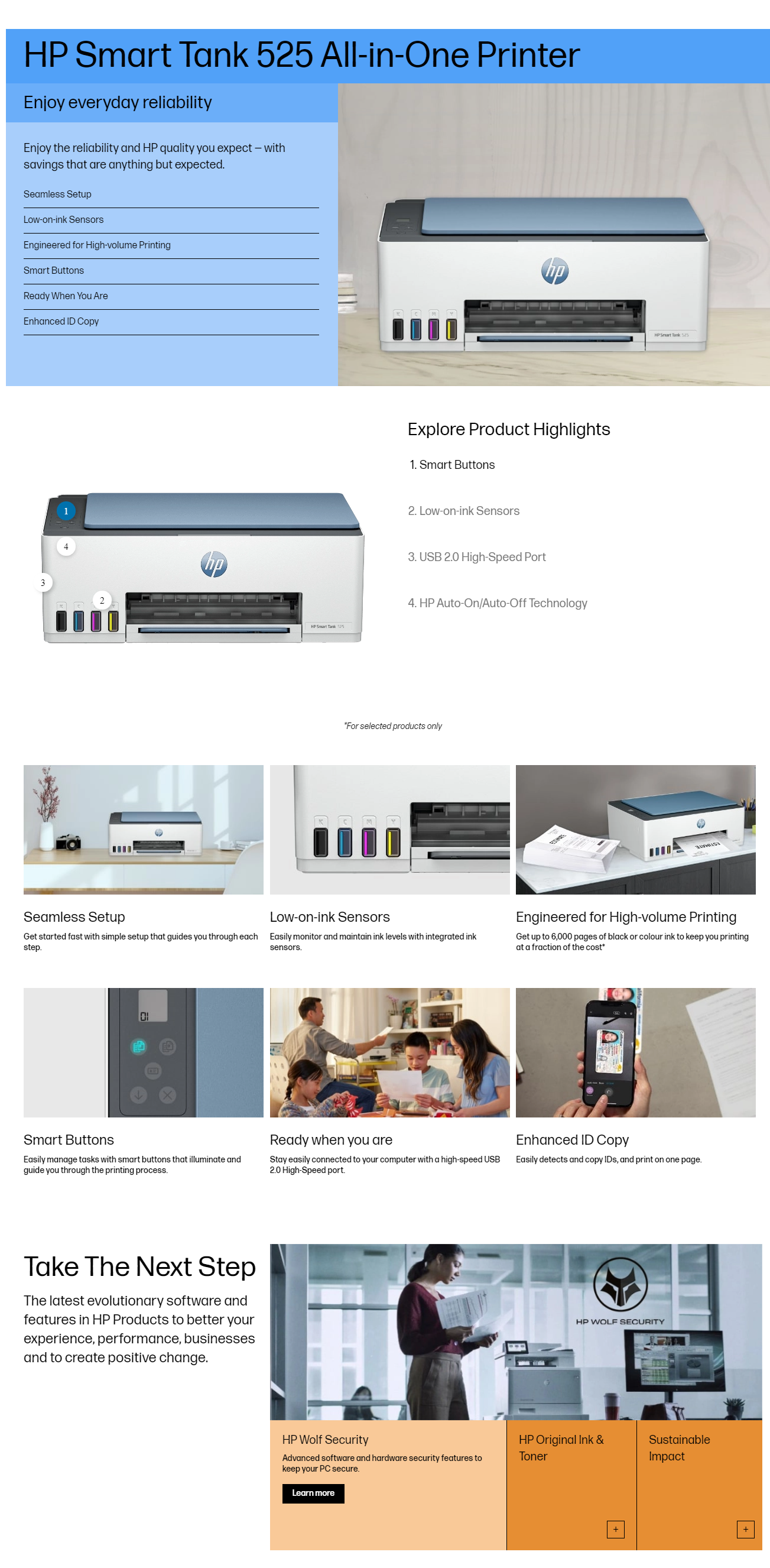HP Smart Tank 525 Color All-in-One Inkjet Printer (4800 x 1200 dpi Optimized Print Resolution, HP525AIOSMARTTANK)