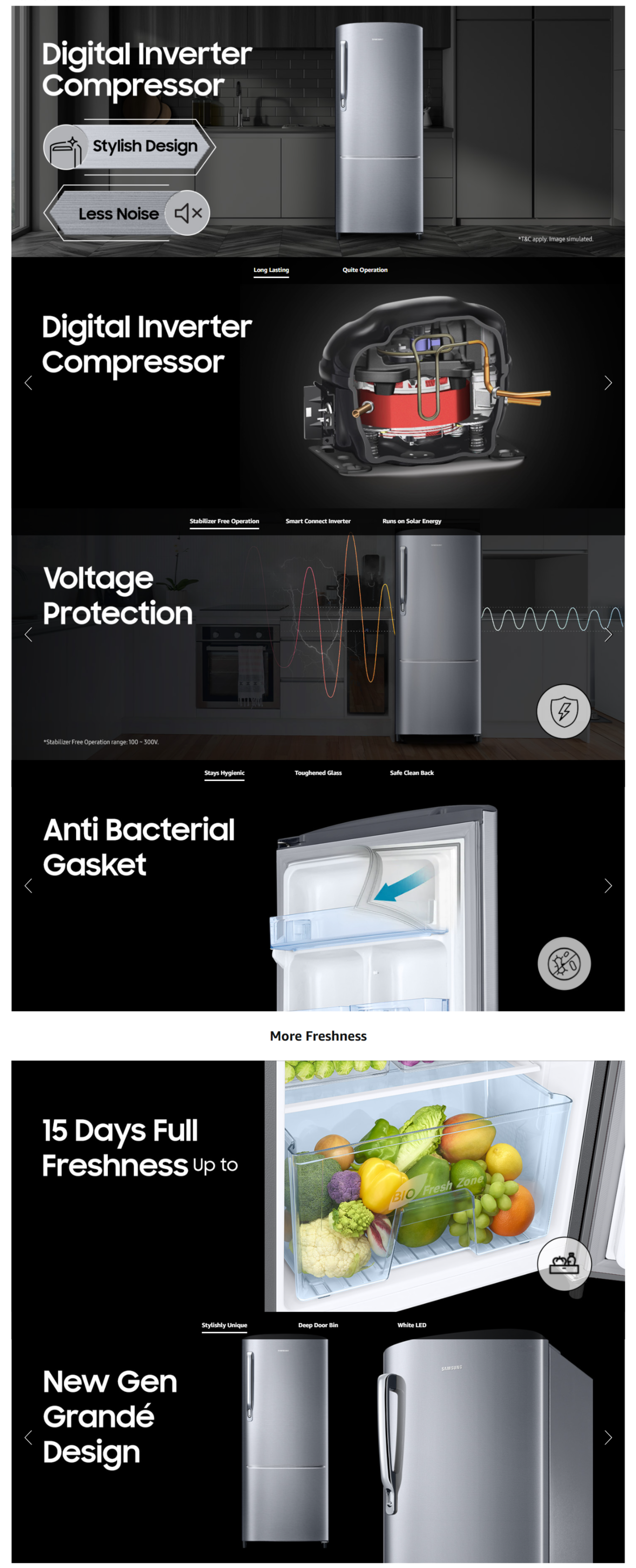 Samsung 183 L, 3 Star, Digital Inverter, Direct-Cool Single Door Refrigerator (RR20H2823RZ)