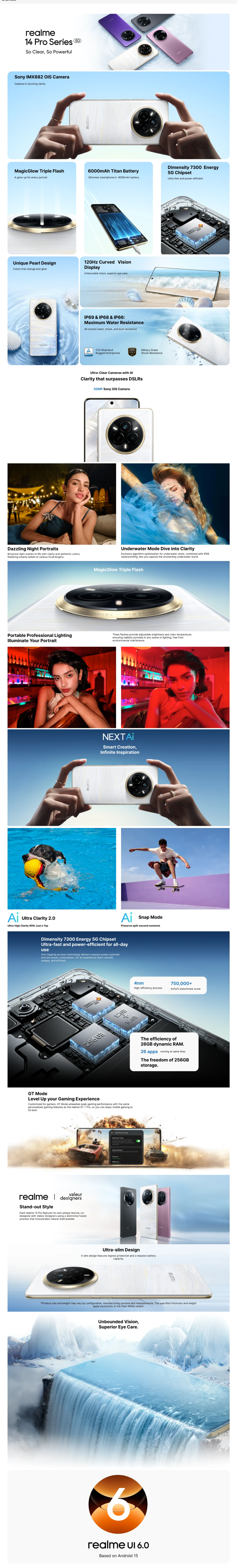Realme 14 Pro 5G 8GB RAM, 128GB (REM14PRO5G8128GB)