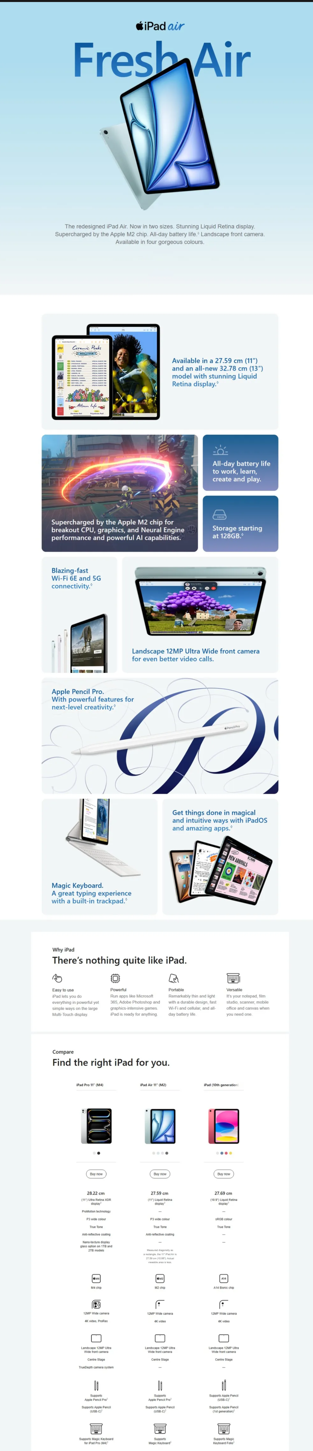 Apple iPad Air Wi-Fi (13 Inch, 256GB, Purple, 2024 model, IPDAIR13WF256PPMV2H3)