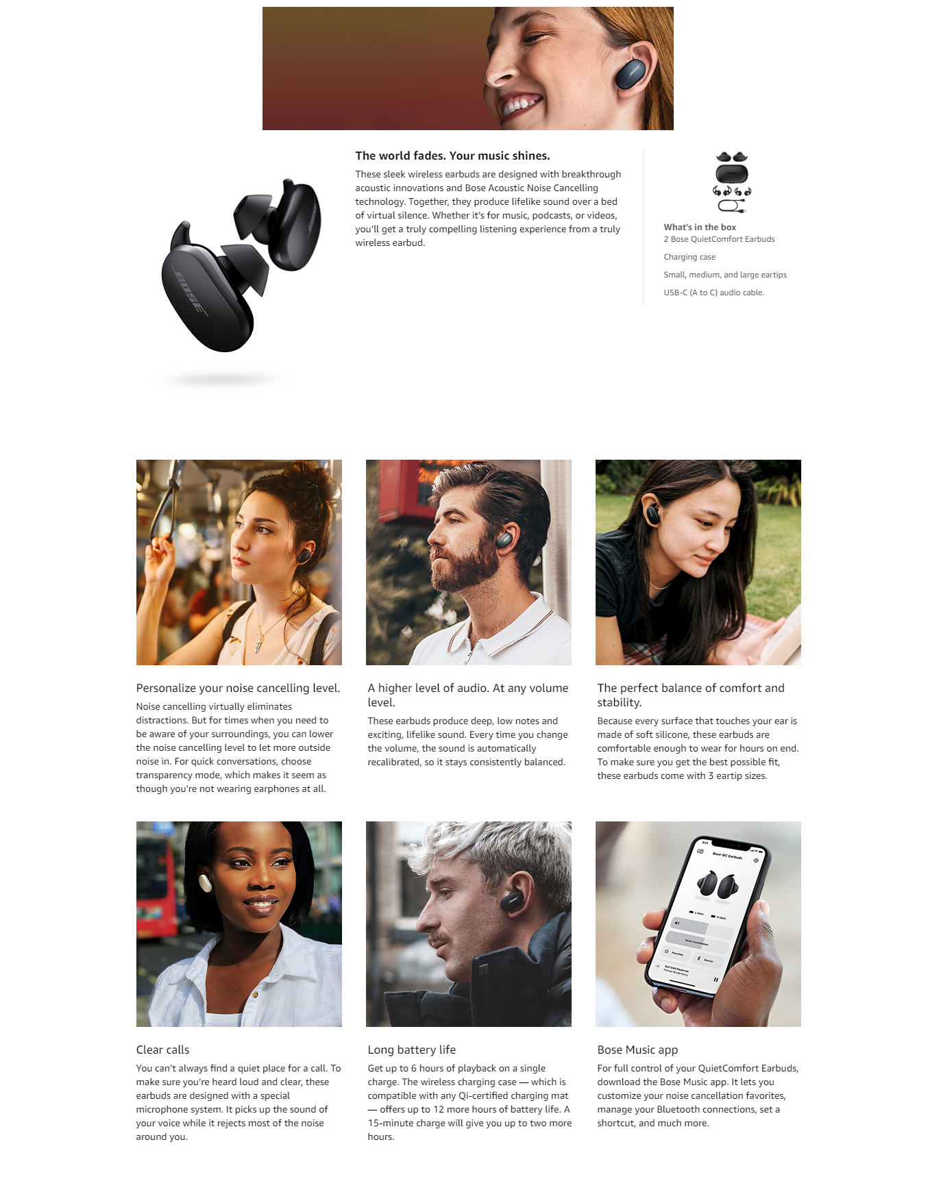Bose QuiteComfort Earbuds Active Noise cancellation enabled Bluetooth Headset  (Black, True Wireless) (BOSEEBQUIETCOMFORBLK)