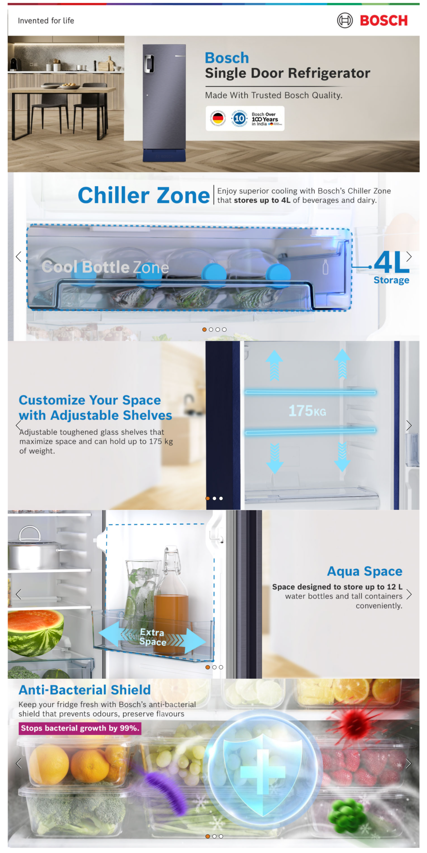Bosch 226 L, 3 star, Direct-Cool Single Door Refrigerator (CST22U13AI)