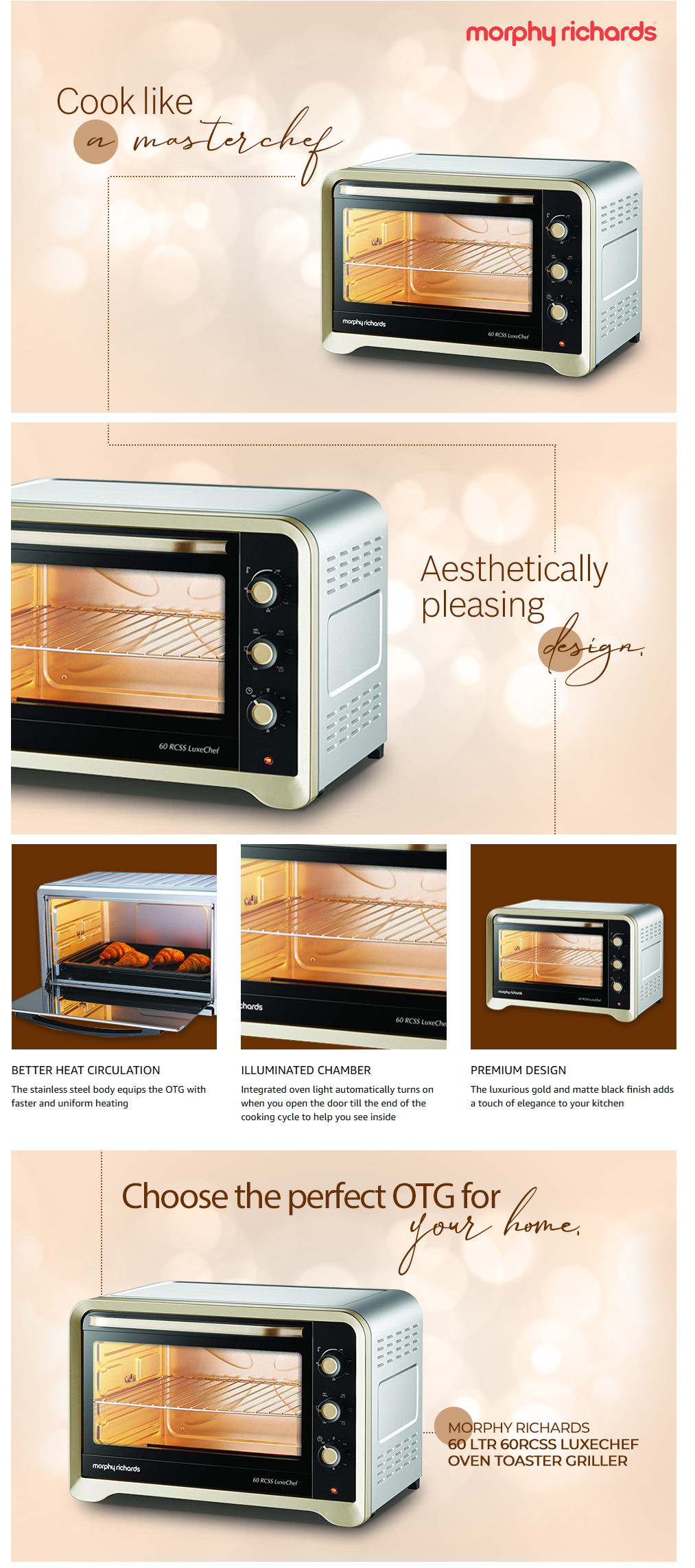 Morphy Richards 60L Oven Toaster Grill (MR60LOTGRCSSLUXE)