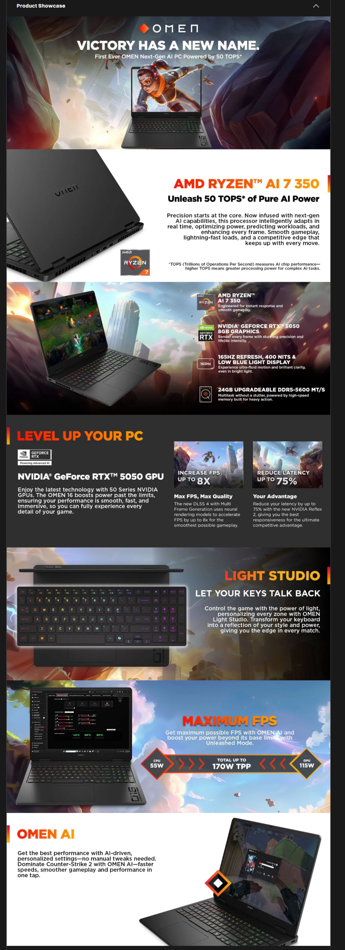 HP OMEN 16-ap0165AX AMD Ryzen AI 7 Gaming Laptop (24GB, 1TB SSD, Windows 11 Home, 8GB Graphics (HPOMEN16AP0165AX)