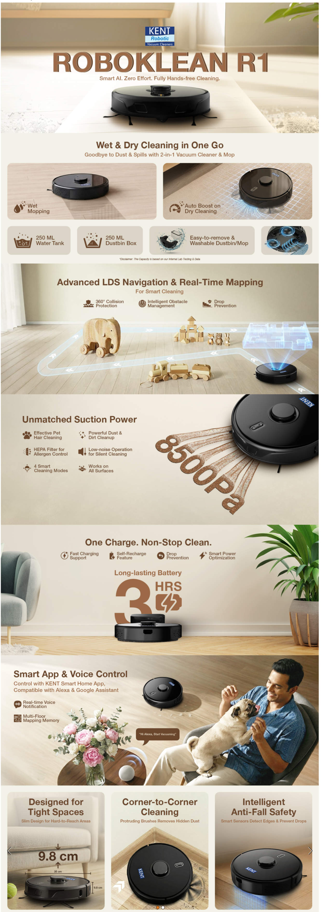 KENT RoboKlean R1 Robotic Vacuum Cleaner (ROBOKEANR1ROBOTIC)