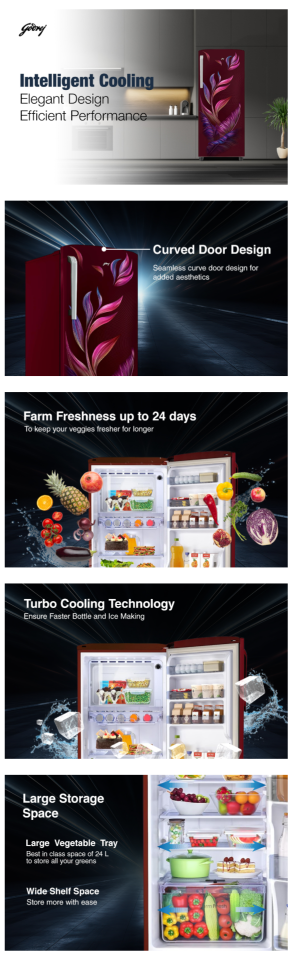 Godrej 238L 3 Star Direct Cool Single Door Refrigerator (RDEMARVEL260CNTHIFUB)