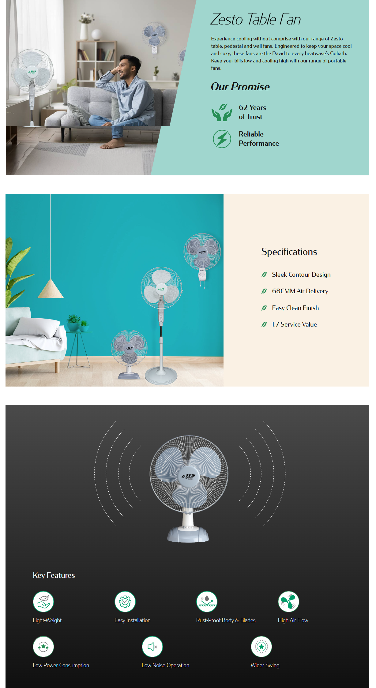 TVS Green Zesto Table Fan (All Colours, ZESTOTF)
