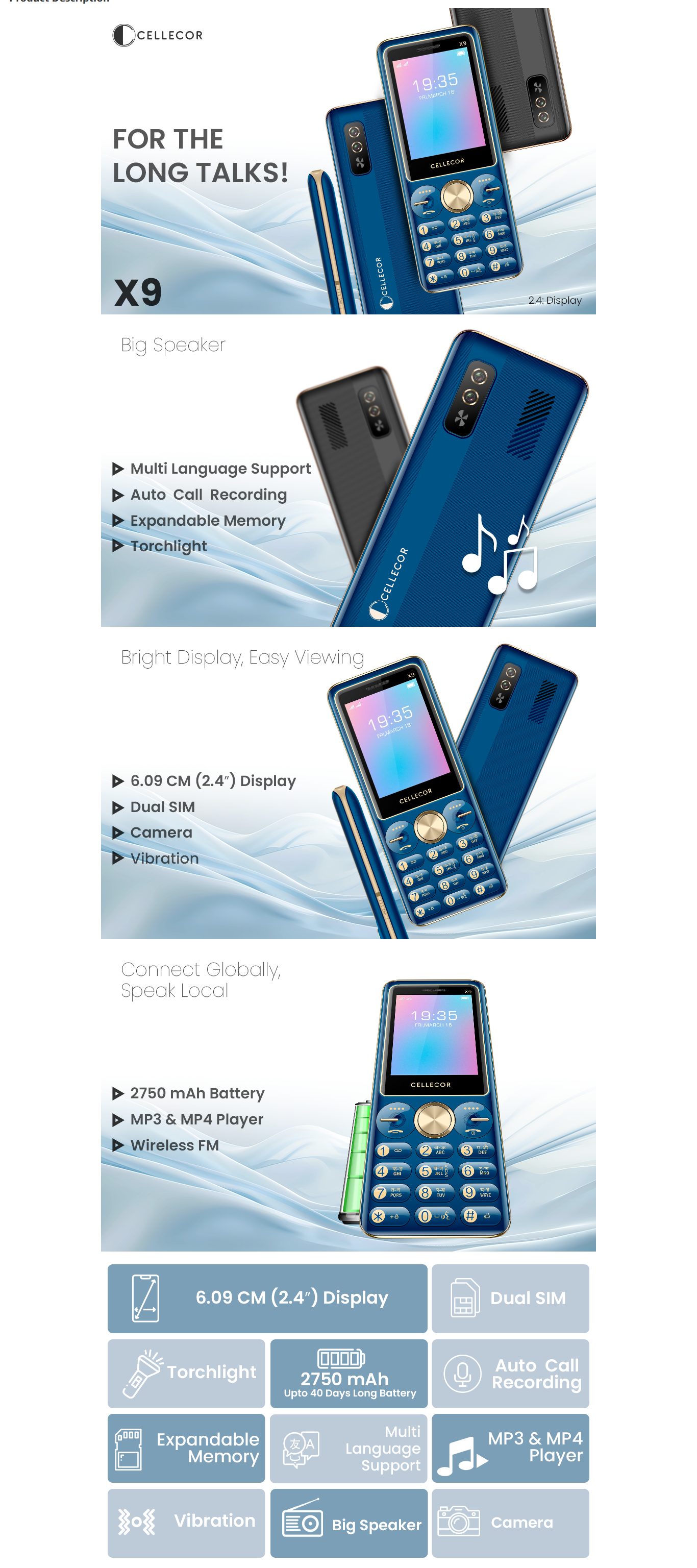 Cellecor X9 Feature Phone ,Black (CELLX9PLUS)