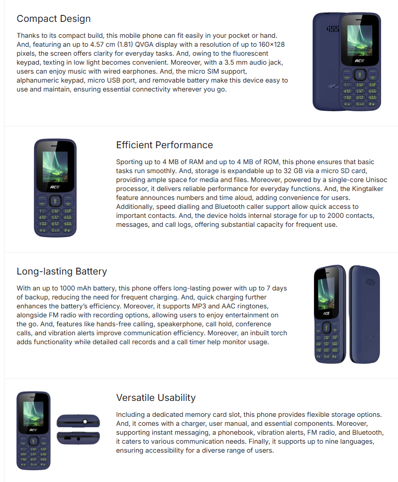Itel Ace 3 Shine Feature Phone (4MB RAM, 4MB ROM, ITELACE3SHINE)
