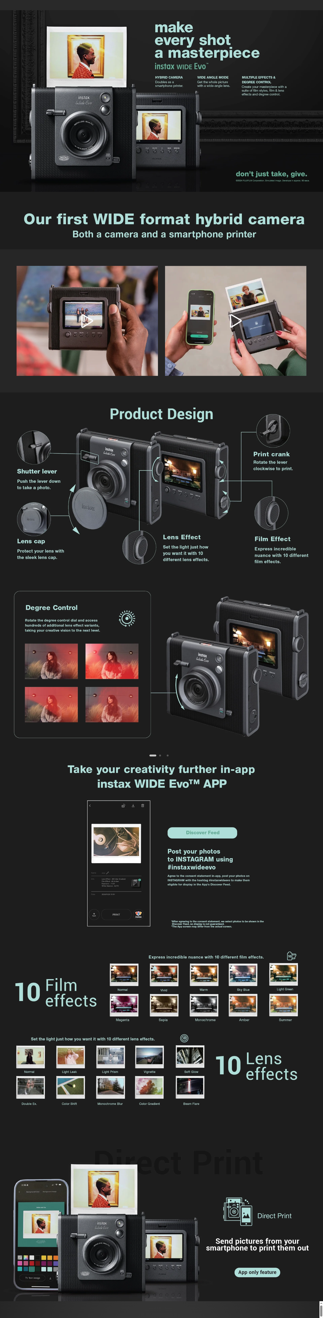 FUJIFILM Instax Wide Evo Premium Edition Camera (Black, INSTAXWIDEEVO)