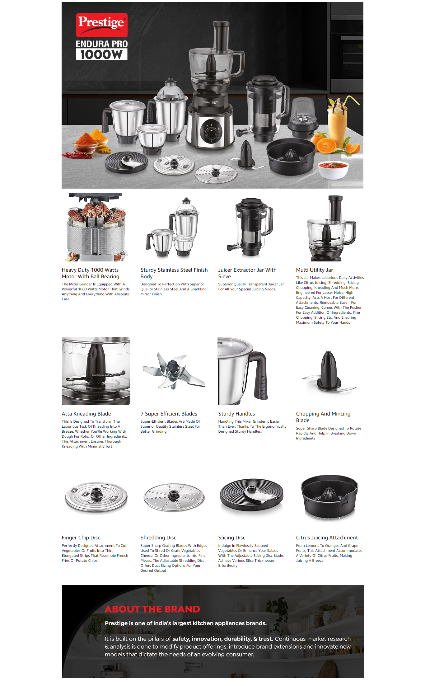 Prestige Endura Pro 1000W Mixer Grinder (ENDURAPRO1000W)