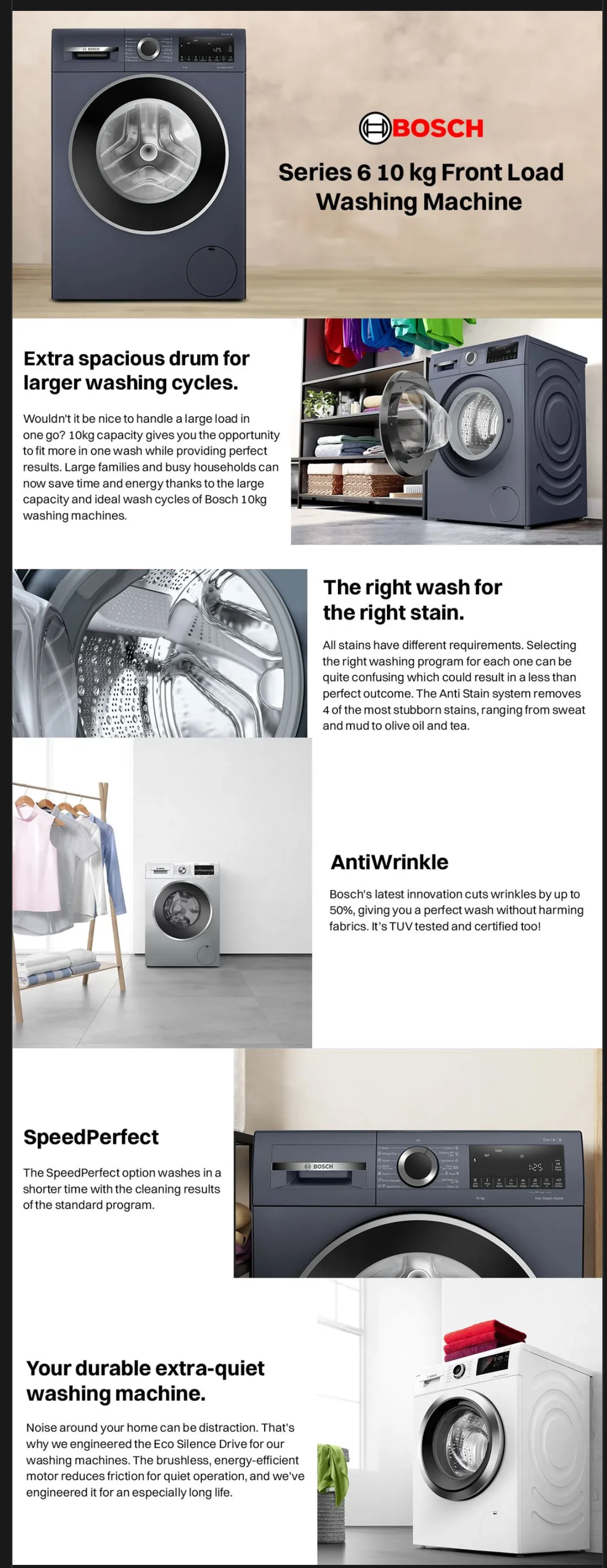 Bosch 10 kg Fully Automatic Front Load Washing Machine (WGA252ZPIN)