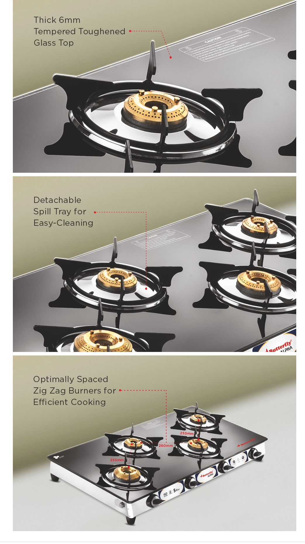 Butterfly Alpha Jumbo 4 Burner Gas Stove (4BALPHASSFRAME)