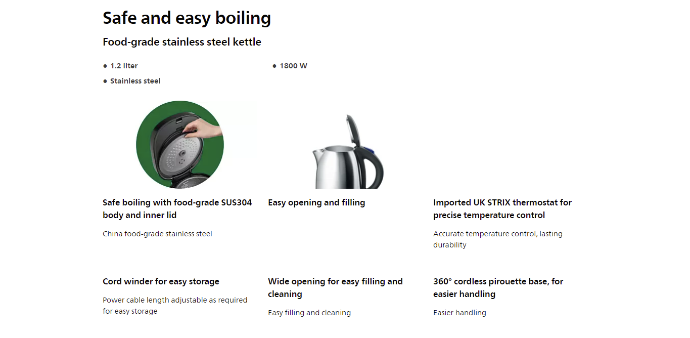 Philips  Electric Kettle (1.2 L, Black,HD9303)