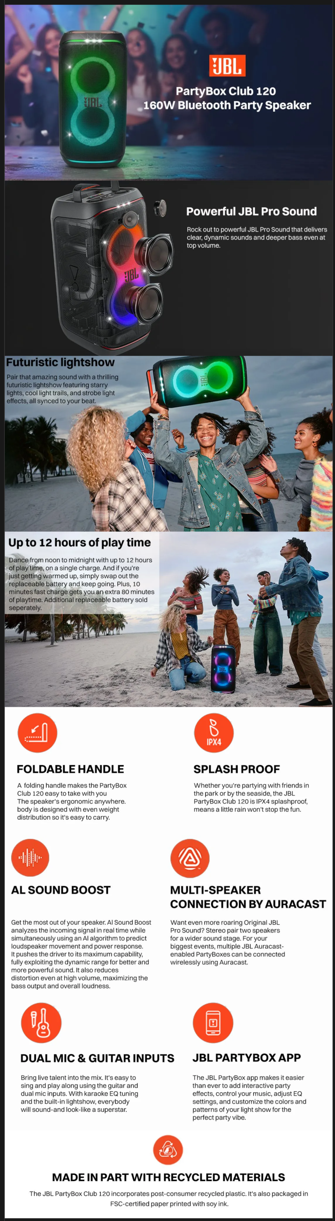 JBL PartyBox Club 120 160W Bluetooth Party Speaker (JBLPBCLUB120)