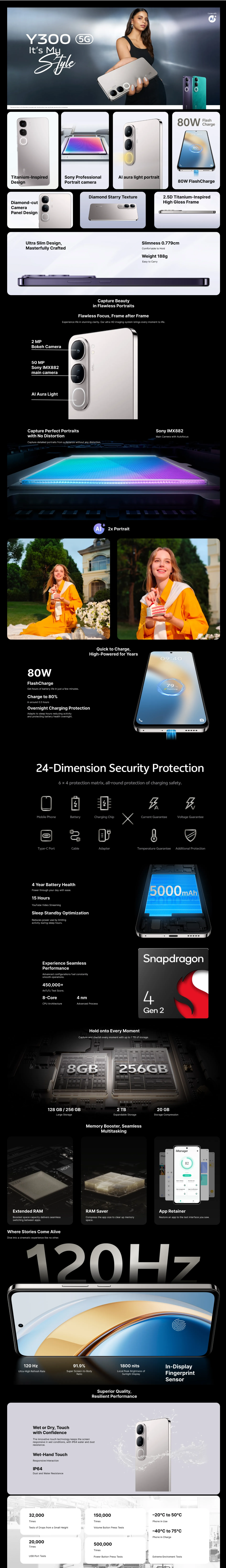 Vivo Y300 5G (8GB RAM, 256GB Storage, Y3005G8256GB)