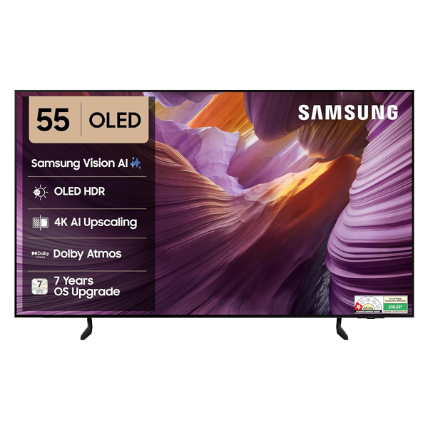 Samsung  140 cm (55 inch) OLED 4K Ultra HD Smart Tizen TV with AI Football Mode (QA55S85H)