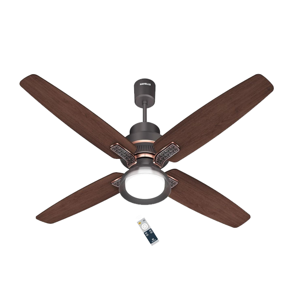 Havells 1320mm Albus Underlight Smartsense BLDC Ceiling Fan (5 Star, Remote Controlled, High Air Delivery Fan, Smoke Brown Wood, 52ALBUSULSMRTBLDC5S)