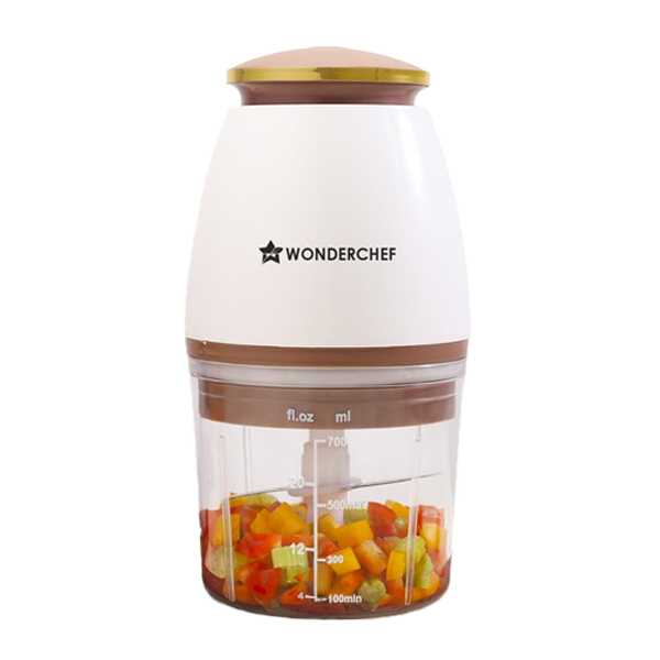 Wonderchef Nutri-chop Pearl Electric Chopper | 4 Sharp Stainless Steel Blades | 700ml | 350W | Chop and Mince Vegetables, Meat, Blends Dips | Low Noise | Light-weight (WCECNUTRIPEARL700ML)